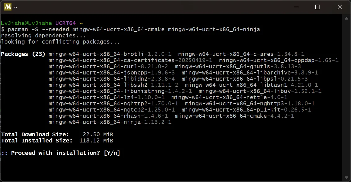 MSYS2 cmake ninja